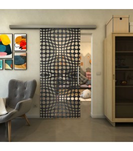 Glasschiebetür SLIM-LINE - Fineprint Model 162 Schwarz auf Klarglas
