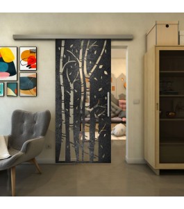 Glasschiebetür SLIM-LINE - Fineprint Model 182 Schwarz auf Klarglas