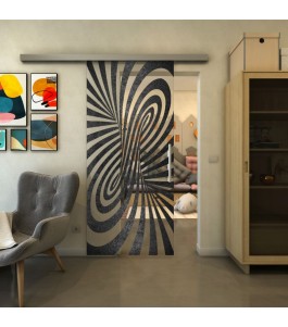 Glasschiebetür SLIM-LINE - Fineprint Model 189 Schwarz auf Klarglas