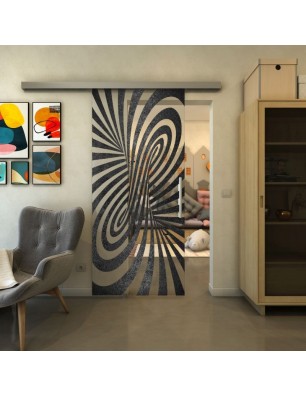 Glasschiebetür SLIM-LINE - Fineprint Model 189 Schwarz auf Klarglas