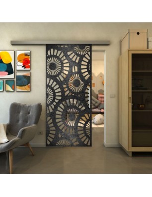 Glasschiebetür SLIM-LINE - Fineprint Model 191 Schwarz auf Klarglas