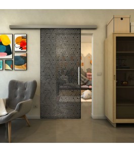 Glasschiebetür SLIM-LINE - Fineprint Model 193 Schwarz auf Klarglas