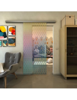 Glasschiebetür SLIM-LINE - Fineprint Model 002 Verlauf auf Klarglas
