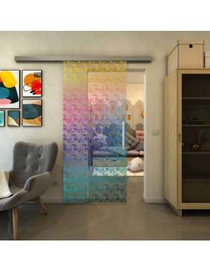 Glasschiebetür SLIM-LINE - Fineprint Model 003 Verlauf auf Klarglas
