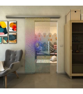 Glasschiebetür SLIM-LINE - Fineprint Model 006 Verlauf auf Klarglas
