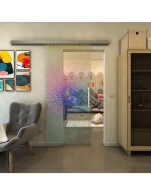 Glasschiebetür SLIM-LINE - Fineprint Model 006 Verlauf auf Klarglas