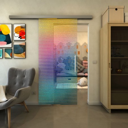 Glasschiebetür SLIM-LINE - Fineprint Model 022 Verlauf auf Klarglas