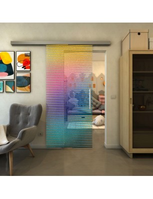 Glasschiebetür SLIM-LINE - Fineprint Model 022 Verlauf auf Klarglas
