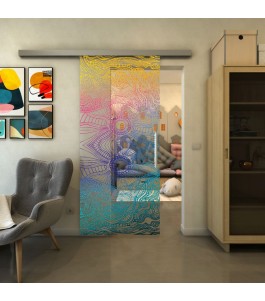 Glasschiebetür SLIM-LINE - Fineprint Model 030 Verlauf auf Klarglas