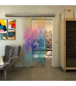Glasschiebetür SLIM-LINE - Fineprint Model 039 Verlauf auf Klarglas