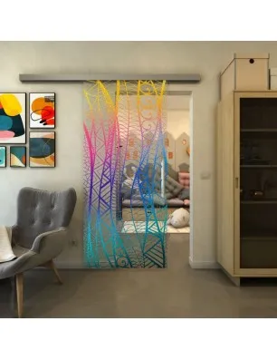 Glasschiebetür SLIM-LINE - Fineprint Model 040 Verlauf auf Klarglas