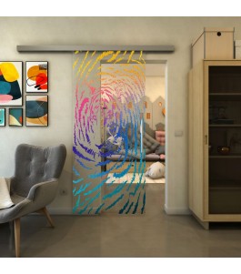 Glasschiebetür SLIM-LINE - Fineprint Model 057 Verlauf auf Klarglas