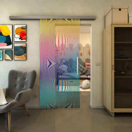 Glasschiebetür SLIM-LINE - Fineprint Model 058 Verlauf auf Klarglas