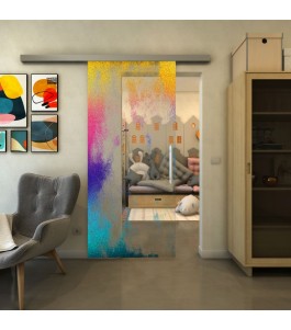 Glasschiebetür SLIM-LINE - Fineprint Model 061 Verlauf auf Klarglas