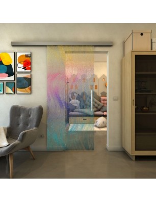 Glasschiebetür SLIM-LINE - Fineprint Model 062 Verlauf auf Klarglas