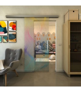 Glasschiebetür SLIM-LINE - Fineprint Model 066 Verlauf auf Klarglas