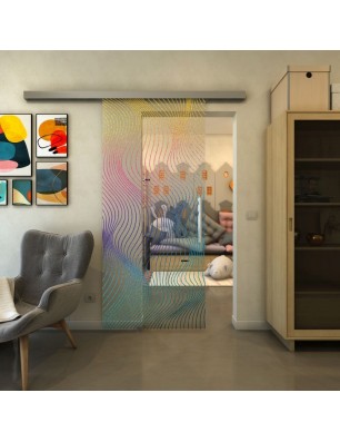 Glasschiebetür SLIM-LINE - Fineprint Model 066 Verlauf auf Klarglas