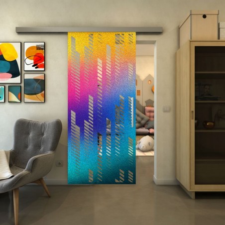 Glasschiebetür SLIM-LINE - Fineprint Model 067 Verlauf auf Klarglas