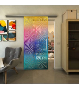 Glasschiebetür SLIM-LINE - Fineprint Model 069 Verlauf auf Klarglas