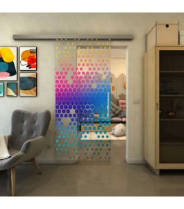 Glasschiebetür SLIM-LINE - Fineprint Model 072 Verlauf auf Klarglas