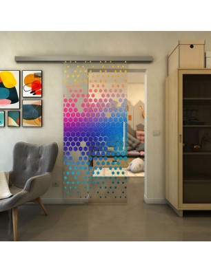 Glasschiebetür SLIM-LINE - Fineprint Model 072 Verlauf auf Klarglas