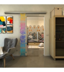 Glasschiebetür SLIM-LINE - Fineprint Model 081 Verlauf auf Klarglas