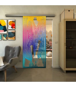 Glasschiebetür SLIM-LINE - Fineprint Model 097 Verlauf auf Klarglas