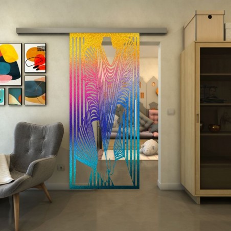Glasschiebetür SLIM-LINE - Fineprint Model 097 Verlauf auf Klarglas
