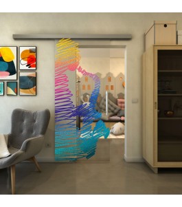 Glasschiebetür SLIM-LINE - Fineprint Model 106 Verlauf auf Klarglas
