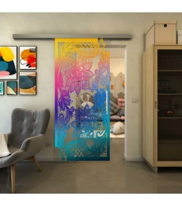 Glasschiebetür SLIM-LINE - Fineprint Model 108 Verlauf auf Klarglas