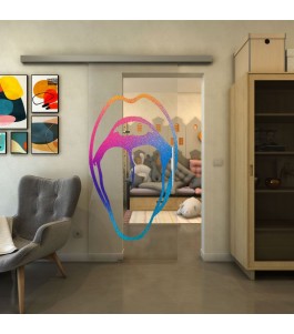 Glasschiebetür SLIM-LINE - Fineprint Model 111 Verlauf auf Klarglas