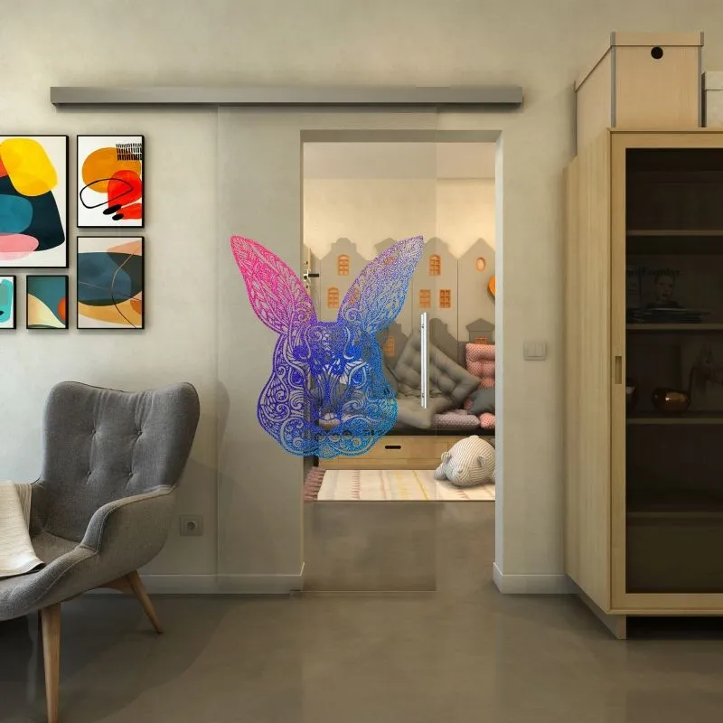 Glasschiebetür SLIM-LINE - Fineprint Modell 121 Verlauf auf Klarglas