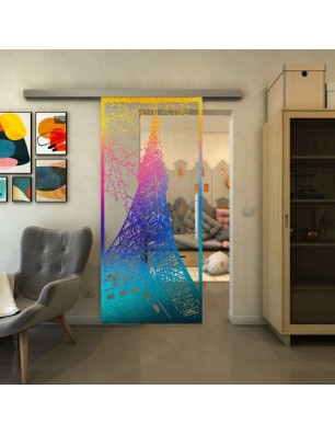 Glasschiebetür SLIM-LINE - Fineprint Model 132 Verlauf auf Klarglas