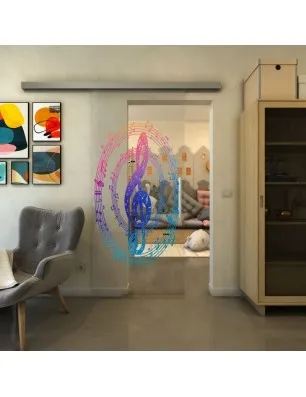 Glasschiebetür SLIM-LINE - Fineprint Model 134 Verlauf auf Klarglas