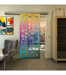 Glasschiebetür SLIM-LINE - Fineprint Model 150 Verlauf auf Klarglas