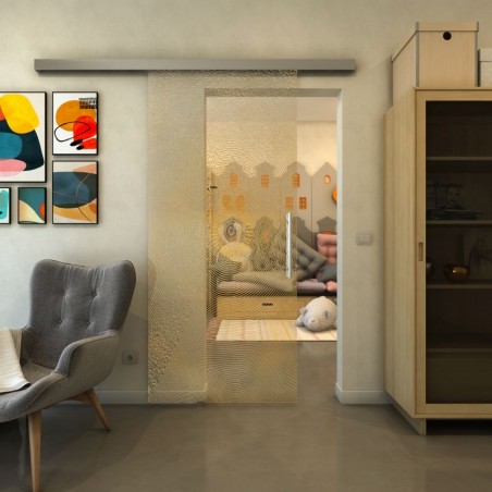 Glasschiebetür SLIM-LINE - Fineprint Model 007 Gold auf Klarglas