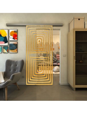 Glasschiebetür SLIM-LINE - Fineprint Model 014 Gold auf Klarglas
