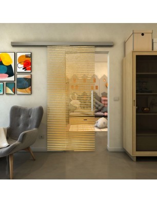 Glasschiebetür SLIM-LINE - Fineprint Model 022 Gold auf Klarglas