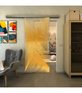 Glasschiebetür SLIM-LINE - Fineprint Model 026 Gold auf Klarglas