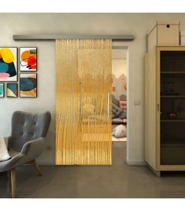 Glasschiebetür SLIM-LINE - Fineprint Model 032 Gold auf Klarglas