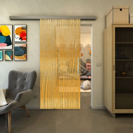 Glasschiebetür SLIM-LINE - Fineprint Model 032 Gold auf Klarglas