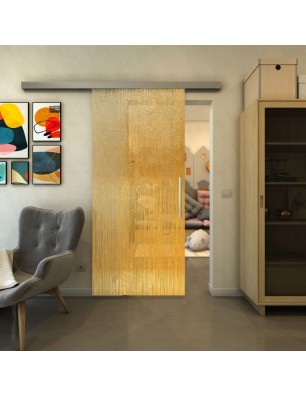 Glasschiebetür SLIM-LINE - Fineprint Model 050 Gold auf Klarglas
