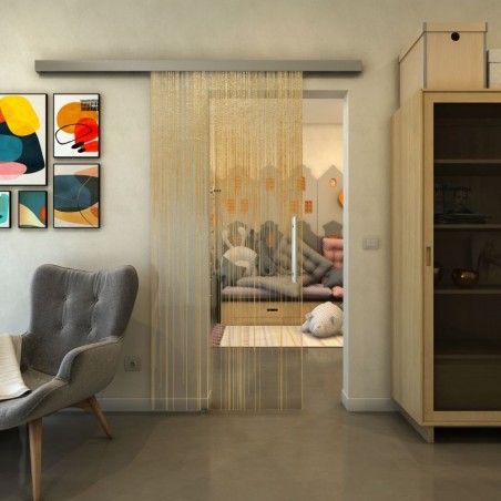 Glasschiebetür SLIM-LINE - Fineprint Model 052 Gold auf Klarglas