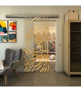 Glasschiebetür SLIM-LINE - Fineprint Model 057 Gold auf Klarglas