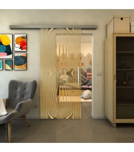 Glasschiebetür SLIM-LINE - Fineprint Model 058 Gold auf Klarglas