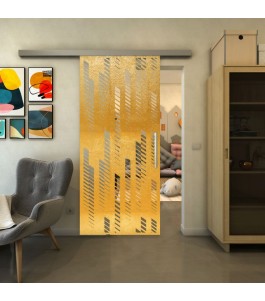 Glasschiebetür SLIM-LINE - Fineprint Model 067 Gold auf Klarglas