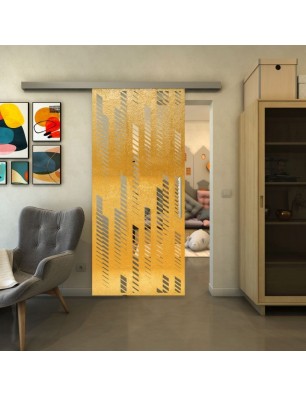 Glasschiebetür SLIM-LINE - Fineprint Model 067 Gold auf Klarglas