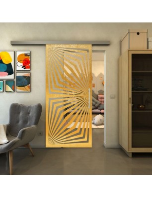 Glasschiebetür SLIM-LINE - Fineprint Model 070 Gold auf Klarglas