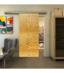 Glasschiebetür SLIM-LINE - Fineprint Model 071 Gold auf Klarglas