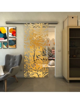 Glasschiebetür SLIM-LINE - Fineprint Model 094 Gold auf Klarglas